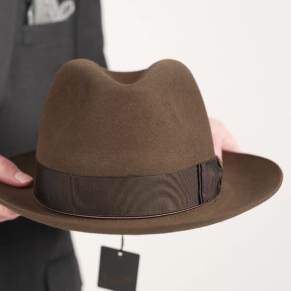 Preston Holding The Brown Beaver Fur Borsalino Felt Hat Preston holding the Brown Beaver Fur Borsalino felt hat
